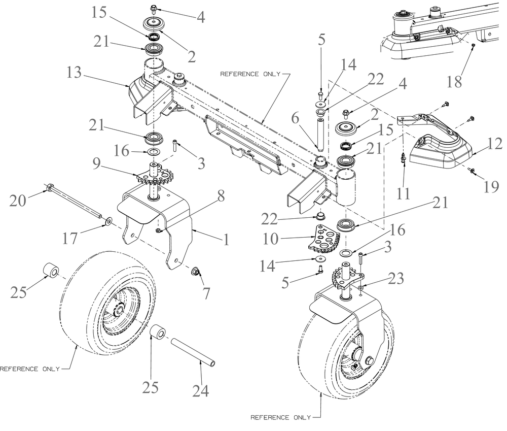 Front Caster Diagram and Parts List for ZTS1-50KH (17ARGBYLA10)(2023) Cub Cadet Lawn Tractor